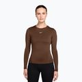 Longsleeve da allenamento da donna Nike One Fitted cacao wow/white