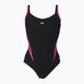 Costume da bagno intero donna arena Agate Strap Back One Piece nero/rosa viola 6