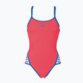 Costume da bagno intero donna arena Team Stripe Super Fly Back One Piece rosso fluo/royal 5