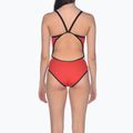 Costume da bagno intero donna arena Team Stripe Super Fly Back One Piece rosso/nero 6