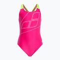 Costume intero da bambino arena Swim Pro Back Logo freak rosa/verde tenue