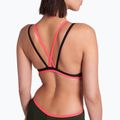 Costume da bagno intero donna arena One Double Cross Back One Piece dark sage/nero/rosso fluo 8