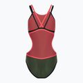 Costume da bagno intero donna arena One Double Cross Back One Piece dark sage/nero/rosso fluo 2