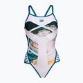 Costume intero donna arena Planet Super Fly Back bianco multi/blu cosmo