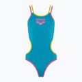 Costume intero donna arena One Double Cross Back One Piece turchese/rosa fluo/verde tenue