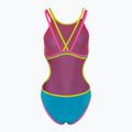 Costume intero donna arena One Double Cross Back One Piece turchese/rosa fluo/verde tenue 2