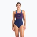 Costume intero donna arena Foggy Dots Swim Pro Back navy / blue cosmo