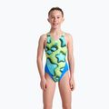 Arena Star Shaped Swim Tech L costume intero da bambino blu fiume/verde tenero/multi 5
