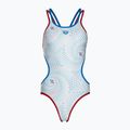 Costume intero donna arena One Fireflow Double Cross rosso/blu river/bianco multi