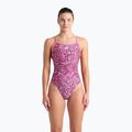 Costume da bagno intero donna arena Pink Dahlia Lace Back rosa shocking/multi