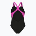 Costume da bagno intero donna arena Flowing V Back nero/rosa shocking 2