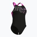 Costume da bagno intero donna arena Flowing V Back nero/rosa shocking 3