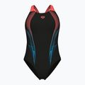 Costume da bagno intero donna arena Blast V Back nero/calipso corallo
