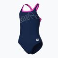 Costume da bagno intero donna arena Logo Swim Pro navy/rosa shocking 4