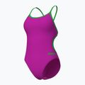 Costume da bagno intero donna Arena Lace Back Solid very fuchsia/team green 3