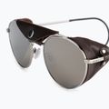 Occhiali da sole ROXY Blizzard da donna in pelle lucida argento/marrone 4