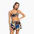 Pantaloncini da bagno donna ROXY Salty Tan antracite fiore jammin 4