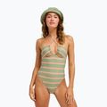 Costume da bagno intero da donna ROXY Dreamer HI oil green say it with stripes