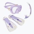 Set da snorkeling Aqualung Nabul maschera + boccaglio + pinne viola traslucido