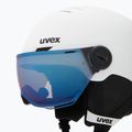 Casco da sci per bambini UVEX Rocket Visor Jr white/black matt/mirror blue/smoke 7