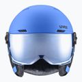 Casco da sci per bambini UVEX Rocket Visor Jr blu opaco/blu specchio/fumo