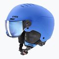 Casco da sci per bambini UVEX Rocket Visor Jr blu opaco/blu specchio/fumo 3