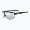 UVEX Axos Set nero opaco/argento specchiato/occhiali da sole trasparenti
