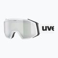 Maschera da sci UVEX Gravity FM white matt/mirror silver/green/clear