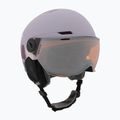 Casco da sci per bambini UVEX Rocket Visor Jr cool lavender abstract matt/mirrorsilver/lasergold