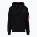 Alpha Industries Uomo Felpa con cappuccio a righe rosse, nero