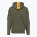Alpha Industries Uomo Felpa con cappuccio a righe rosse verde scuro 2