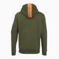 Alpha Industries Uomo Felpa con cappuccio a righe rosse verde scuro 2