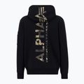 Alpha Industries Uomo Felpa con stampa posteriore mimetica nero/woodland 4