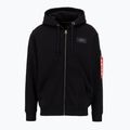 Felpa Alpha Industries Back Print Zip da uomo, nero