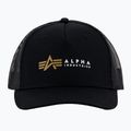 Cappello da baseball Alpha Industries Label Trucker nero da uomo