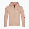 Felpa Alpha Industries Back Print Zip da uomo, color corallo polveroso
