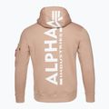 Felpa Alpha Industries Back Print Zip da uomo, color corallo polveroso 2