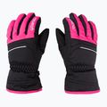 Guanti da sci per bambini Reusch Alan 2022 nero/rosa glo 3