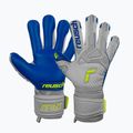 Reusch Attrakt Freegel Gold Finger Support Guanti da portiere grigio vapore/giallo sicurezza/blu scuro 5