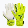 Guanti da portiere per bambini Reusch Attrakt Solid safety giallo/blu scuro/bianco 5