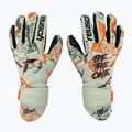 Guanti da portiere per bambini Reusch Pure Contact Fusion verde squalo/arancione shocking