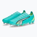 Scarpe da calcio PUMA Ultra Ultimate MXSG da uomo, color piperita elettrica/puma bianca/gialla veloce 9