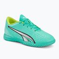 Scarpe da calcio PUMA Ultra Play IT da bambino, color menta piperita elettrica/puma bianca/giallo veloce
