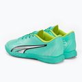 Scarpe da calcio PUMA Ultra Play IT da bambino, color menta piperita elettrica/puma bianca/giallo veloce 3