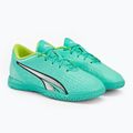 Scarpe da calcio PUMA Ultra Play IT da bambino, color menta piperita elettrica/puma bianca/giallo veloce 4