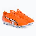 PUMA Ultra Play FG/AG ultra arancione/puma bianco/blu glimmer scarpe da calcio per bambini 4