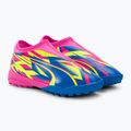 Scarpe da calcio per bambini PUMA Ultra Match LL Energy TT + Mid rosa luminoso/ultra blu/giallo allerta 4