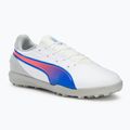 PUMA King Match TT Jr scarpe da calcio per bambini puma bianco/bluemazing/grigio chiaro/tramonto