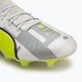 PUMA King Ultimate Forever FG/AG scarpe da calcio da uomo grigio piuma / lime elettrico / puma bianco / grigio chiaro piatto 7