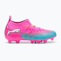 Scarpe da calcio per bambini PUMA Future 9 Match FG/AG Jr poison pink/puma white/sun stream/bright aqua/puma black